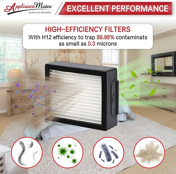 High Efficicency Filters Replacement for iRobot Roomba E, I and J Series i7 i7+/plus i3 i3+ E5 E6 E7 i4 i6 i6+ i8 i8+ Vacuum Cleaners Parts, 9 Pack 4639161 Filters + 1 Cleaning Brush - AquaVibe