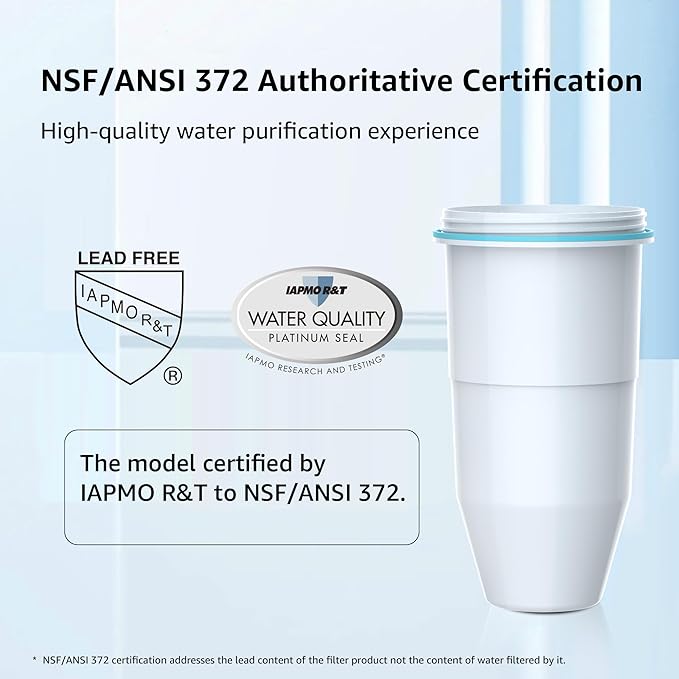 Filterlogic Water Filters, Reduce TDS, Compatible with ZeroWater® Pitcher and Dispenser, NSF/ANSI 372 Certified, Reduce Chlorine, and More (Pack of 4)