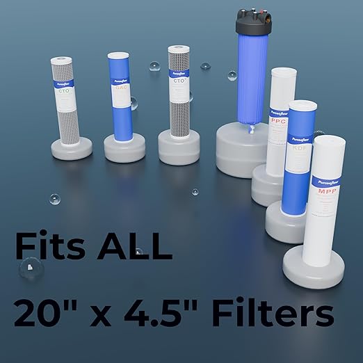 20" x 4.5" Whole House Water Filter Housing with Bottom Drain Port - 1" NPT Brass Ports, BPA-Free Blue Sump, Double O-Ring Leak-Proof - Fits All Standard 20x4.5 Filters