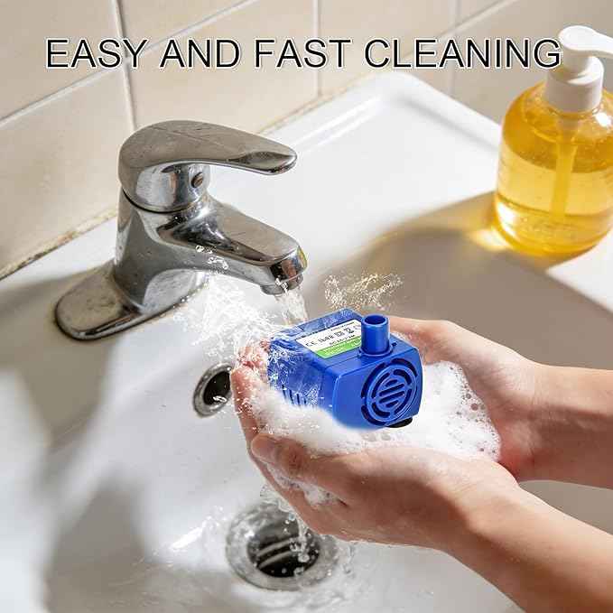 Submersible Water Pump, Small USB Quiet Cat Water Fountain Pump for Pet, Fish Tank, Aquarium DC5V 1.5W 200L/H with Light (3, Blue)