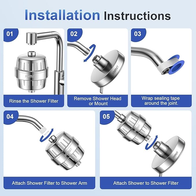 25 Plus Stages Shower Filter with 3 Cores - Maximize Shower Sediment Filtration & Reduce 97.45% Chlorine in Shower Water - For Softer Skin & Shinier Hair - Model SA-001