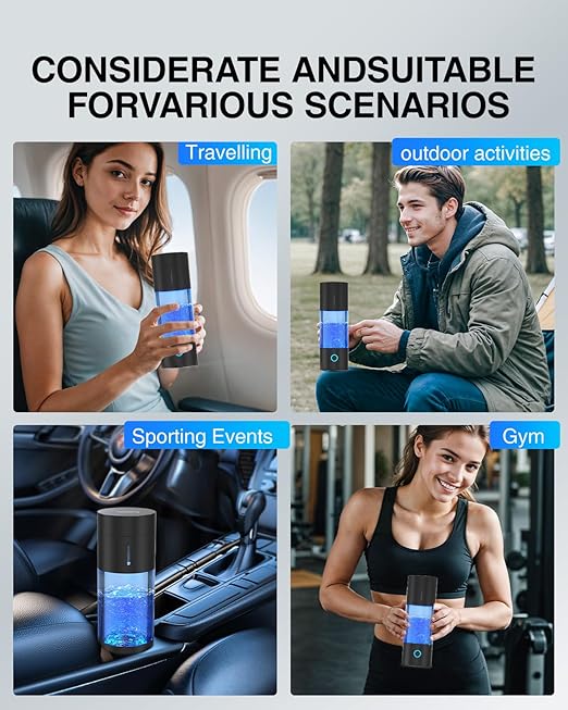 Tritan Hydrogen Water Bottle Generator - 5Min Quick Electrolysis Hydrogen Water Machine, madeking Portable Rechargeable Hydrogen Rich Water Cup Maker, Good for Travel, Sports, Gift, Type C (Black)