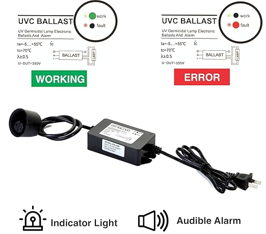 UV Water Filter Whole House Purifier System 55W Ultraviolet Light Lamp, 110V, 12GPM Flow Rate, 3/4 inch NPT Inlet Outlet Purification by Bluonics