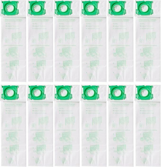 CF Clean Fairy 12Pack Micro Synthetic Cloth Bags Compatible With Sebo C G & X series & Windsor Sensor S12 S15 XP12 XP15 XP18 SR12 SR15 SR18 Versamatic Plus Replacement for 5093AM Vacuum Filter Bags - AquaVibe