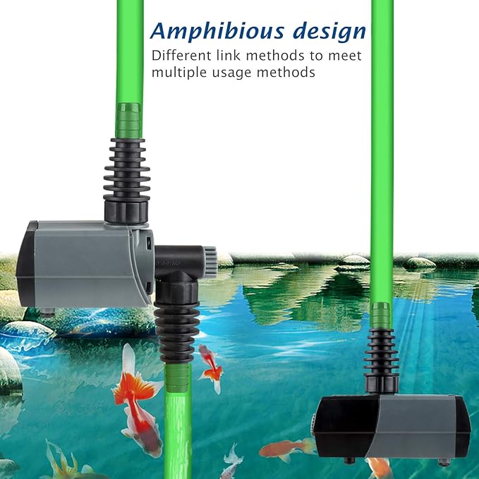 WaterRebirth HSUP700F Versatile Submersible Pump - Fountain Jets for Ponds, Fish Tanks, Water Gardens - Aquarium & Pond Pump (700L/H) - AquaVibe