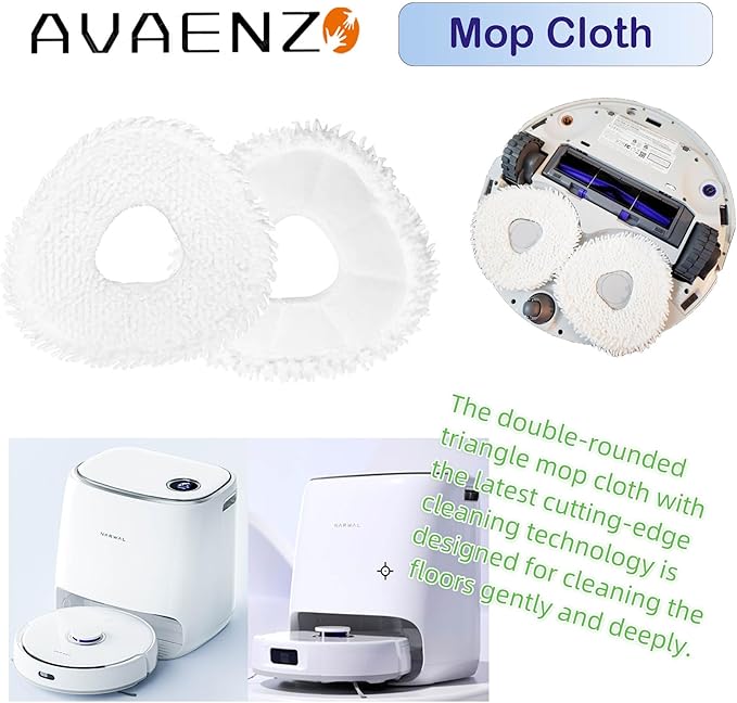 12 Pack Replacement Mop Pads Compatible with Narwal Freo X/Z Ultra Z10 Freo Pro J3 J4 YJCC012 YJCC015 Microfiber Resuable Mop Cloth Robot Vacuum Cleaner Accessories, White - AquaVibe