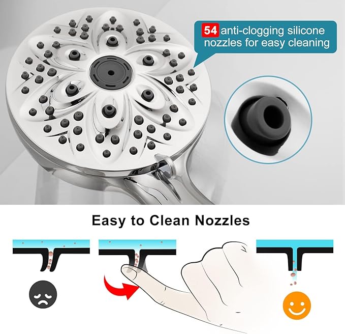 Handheld Showerheads with LED Display Temperature - JDO High Flow Showerhead with 6 Different Shower Modes - High Pressure even at Low Water Pressure - for Pet Bathing and Baby Care