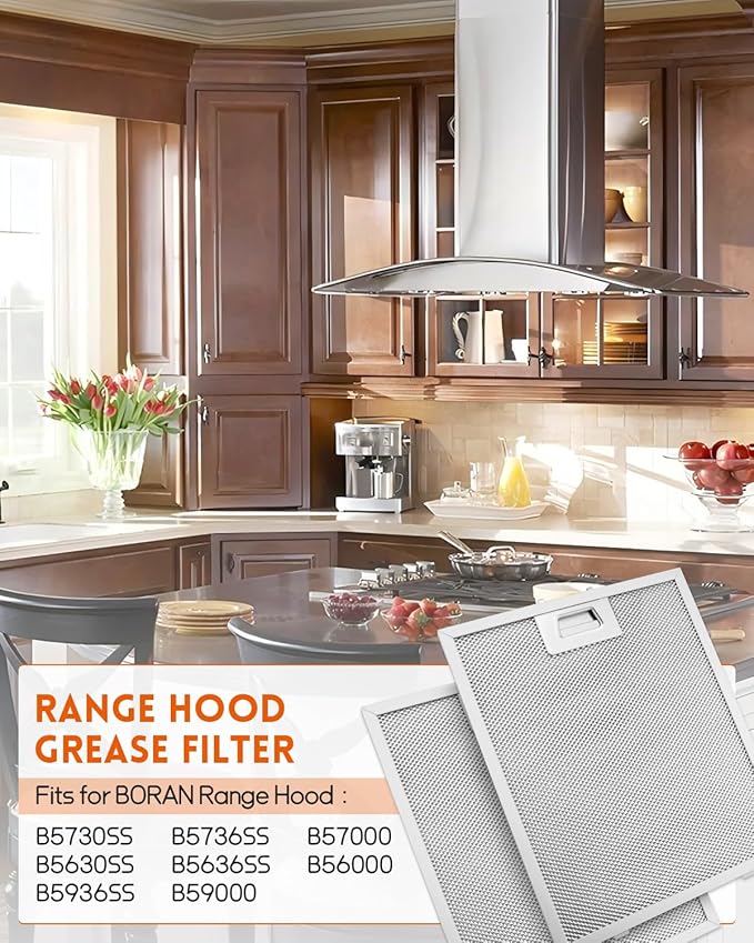 2 Pack Range Hood Filter Fit for Broan B5 Series, 9x10.25 Inch 5-Layer Stainless Steel Mesh Hood Vent Grease Filter, 230x260mm, Replacement S97018029, 1932913 - AquaVibe