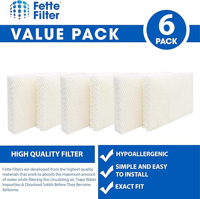 Humidifier Wick Replacement Filters Compatible with Vornado MD1-0002 for MD10002 MD10001 MD1-0001 EVAP1 EVAP3 Model 30/40/50 HU1-0021 Holmes HM250 HM405 HM406 HM725 Part # MD1-0002 MD1-0001 Pack of 6