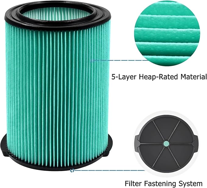 Wet/dry Vac Filter VF6000 Compatible with Ridgid Shop Vac 5-20 Gallon & Husky 6-9 Gal Wet/Dry Vacuums,Replacement VF6000 Filter 1PACK - AquaVibe