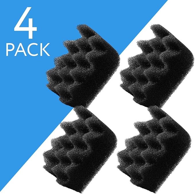 Evergreen Pet Supplies Aquarium Filter Foam Replacement - 4-Pack, Black - Compatible with Fluval 304/305/306 & 404/405/406 Models - Fish Tank Accessories & Aquarium Filters - AquaVibe