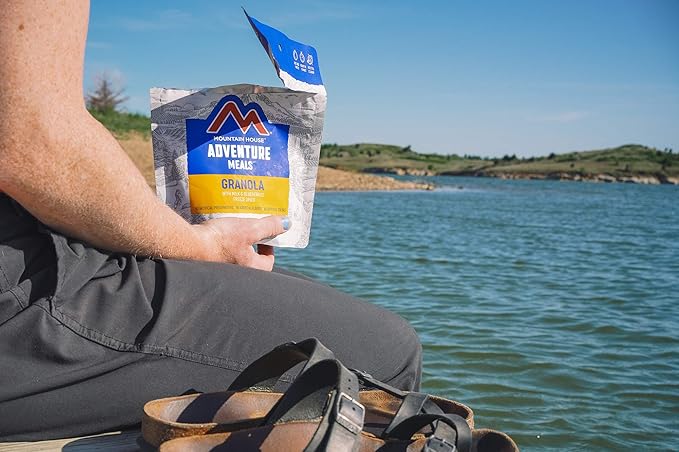 Potable Aqua Water Purification Tablets Two 50ct Bottles and Mountain House Granola with Milk & Blueberries Freeze Dried Backpacking Food 2 Servings