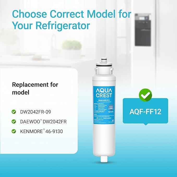 AQUACREST DW2042FR-09 Refrigerator Water Filter, Compatible with Daewoo DW2042FR, Kenmore 46-9130, DW2042FR-09, Aqua Crystal DW2042F-09 (Pack of 3)