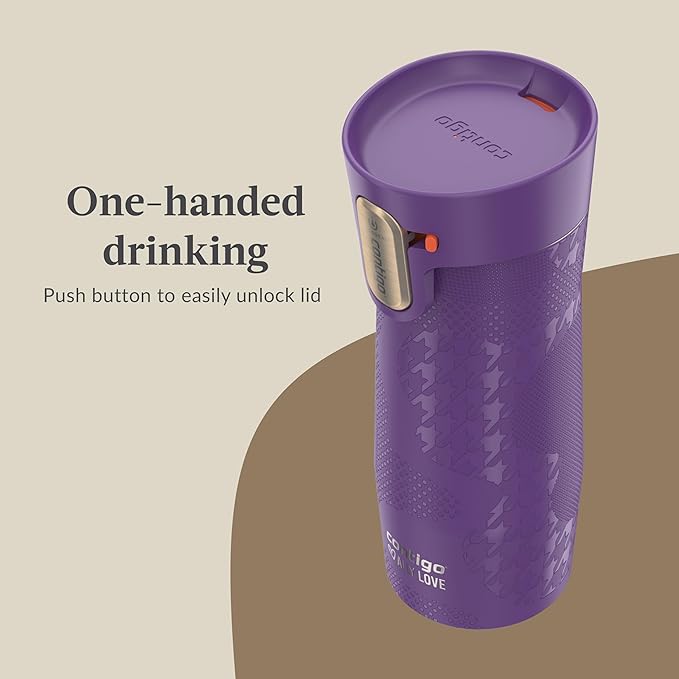 Contigo x Ally Love Stainless Steel Vacuum-Insulated Travel Mug with Autoseal and Easy Clean Lid, Spill-proof, Keeps Drinks cold 24 hrs & hot for 11 hrs, BPA Free, 16oz., West Loop 3.0, Violet