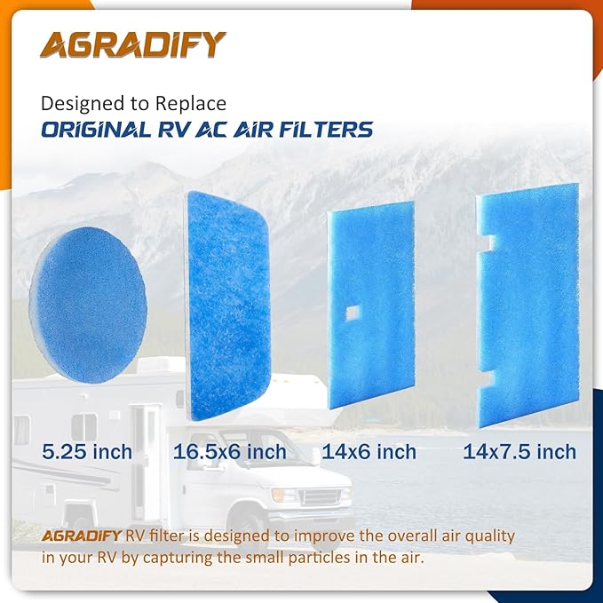 6 Pack RV Air Filter 6" X 16.5" RV AC Filter Compatible with Coleman Mach Air Conditioner Vent MERV 8 Rated RV Air Filter Replacement Unit - AquaVibe
