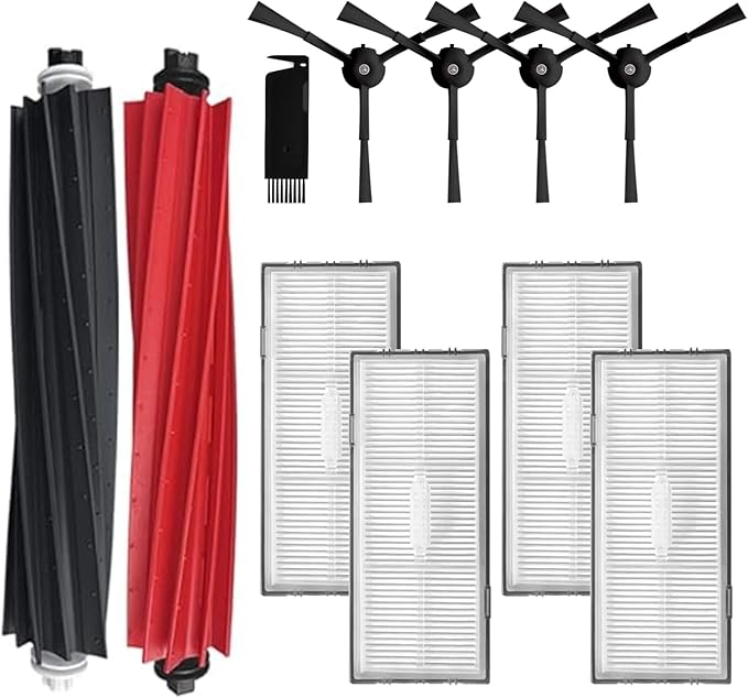 Replacement Parts Accessories Compatibale for Roborock S8 Pro Ultra / S8 / S8+ Robotic Vacuum Cleaners Include: 1 Dual Roller Main Brush 4 Side Spin Brushes 4 Hepa Filter Attachments - AquaVibe