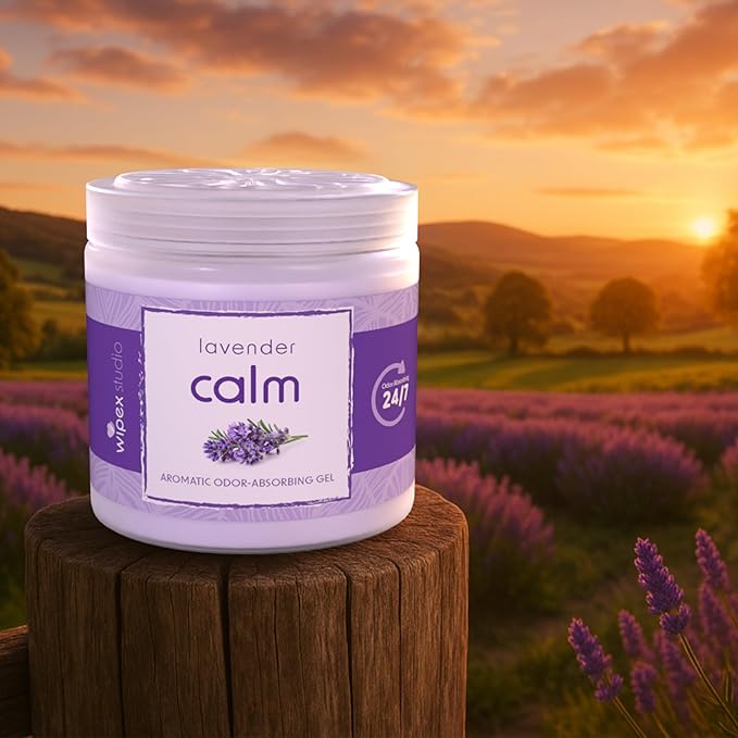 Wipex Odor Absorbing Gel Jar - Lavender, 15 Oz - Odor Eliminator for Home, Effective Odor Absorber, Long-Lasting Freshness, Ideal for Rooms, Offices, & Yoga Studios, 12pk