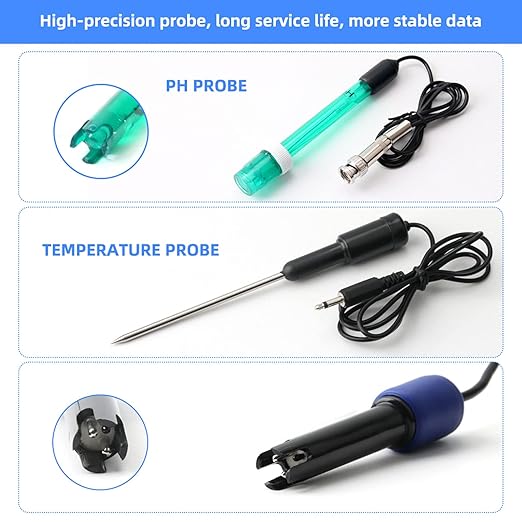 6-in-1 Water Quality Monitor, Smart Desktop Water Quality Tester with PH ORP EC CF TDS Temp Tester Function, Rechargeable Continuous Monitor Tester with LCD Display, for Aquariums Pools[US110V]