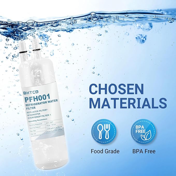 Water Filter Replaces WRS325SDHZ/ WRS325FDAM/ WRS325SDHW/ WRS325SDHB/ WRS325FDAW/ WRS325FDAB/ WRS325SDHV Model for Whirlpool Refrigerator- NSF Certified(6Pcs)
