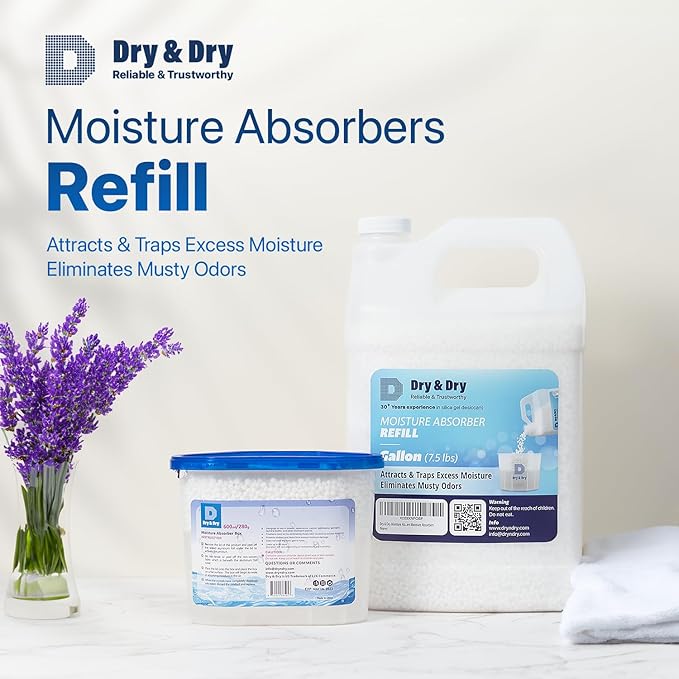Dry & Dry Moisture Absorbers Refill Beads (3.7 LBS) - Fragrance Free, Moisture Absorber Refill