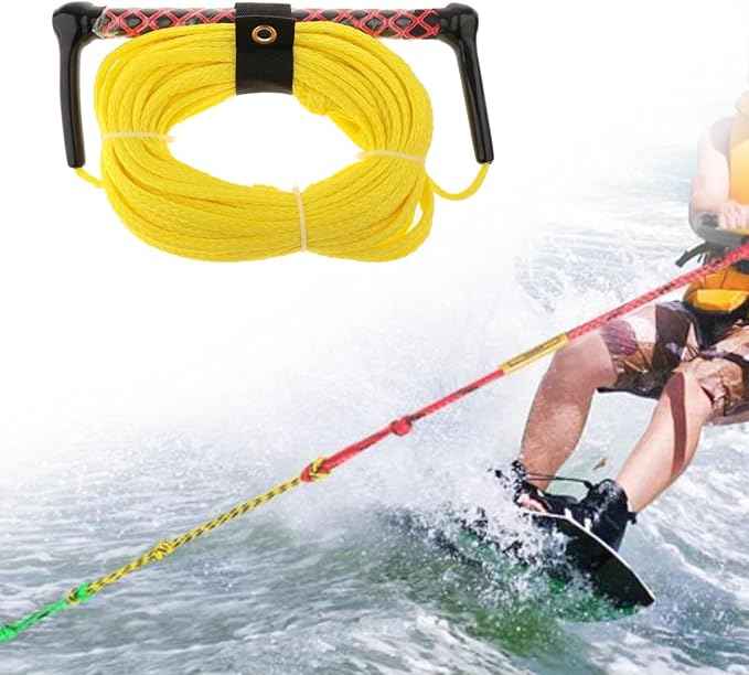 Water Ski Rope Wakeboarding Tow Line with Handle Grip Heavy Duty Water Ski Tow Rope Wakeboard for Surfing Accs, Yellow Rope