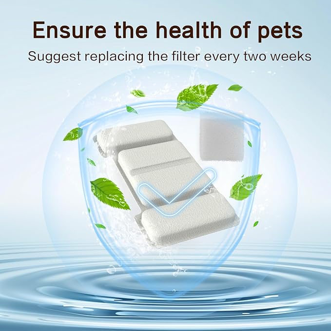 Cat Water Fountain Filter for 108oz/3.2L Stainless Steel Automatic Cat Fountains,Pet Water Dispenser Filter Replacement,Contains 8 Filters and 4 sponges
