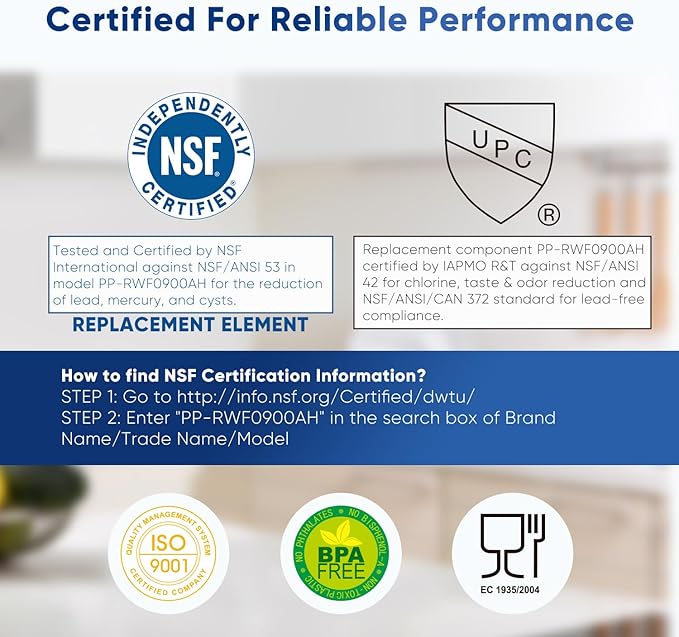 PUREPLUS UKF8001 NSF 53&42 Certified Water Filter Replacement for Maytag UKF8001P, EDR4RXD1, Everydrop Filter 4, PUR 4396395, Puriclean II, UKF8001AXX-200, UKF8001AXX-750, RWF0900A, 1Pack