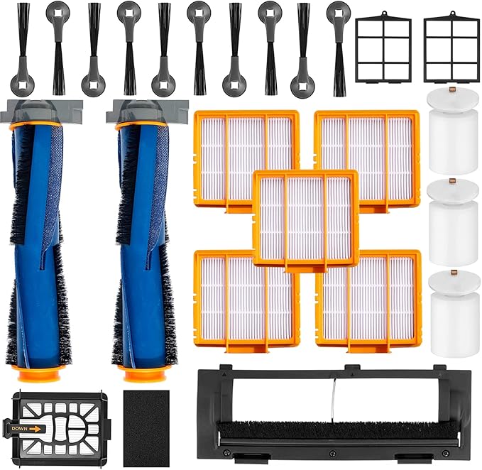 Replacement Parts for Shark AI AV2511AE AV2501S AV2610WA AV2501AE RV2502AE RV2610WA UR2500SR RV2520 AV2510 Accessories Kit :Main Roller Brush/Cover HEPA Filters Foam/Primary Filter Sweep Side Brushes - AquaVibe