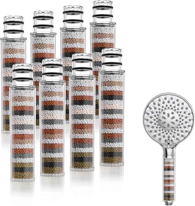 SR SUN RISE Shower Filter for Handheld Shower Head, Replacement Filters for Hard Water Remove Chlorine and Harmful Substances (8 Filters)