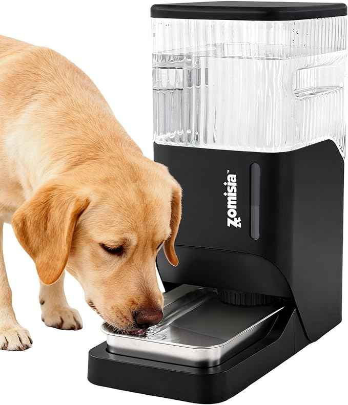 Automatic Dog Water Dispenser 11L with Stainless Steel Bowl, Gravity Extra Large Capacity Water Bowl for Large-Sized Dogs, 3 Gallon Pet Waterer 100% BPA Free, Black