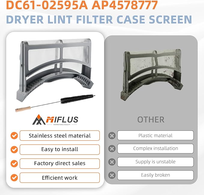 DC61-02595A Dryer Lint Screen Filter Replacement with Dryer Lint Brush,fit for Sam-sung Dryer-byMIFLUS, Replaces 2069505, PS4206799, AP4578777, EAP4206799
