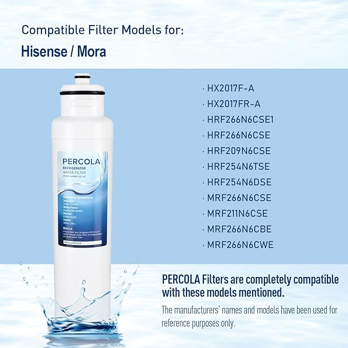 HX2017FR-A/HX2017F-A Water Filter, Compatible with Hisense® HRF266N6CSE1, HRF266N6CSE, HRF209N6CSE, HRF254N6TSE, HRF254N6DSE Twist-In Refrigerator Models (1 Pack)