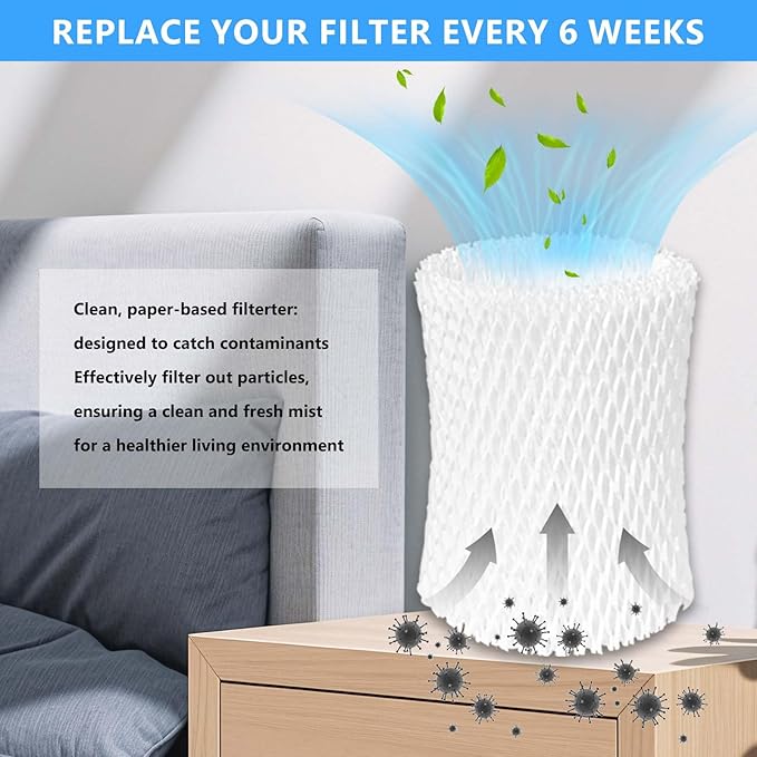 4 Pack Humidifier Wicking Replacement Filter Compatible with Canopy Bedside Humidifier ONLY, Made with Wood Pulp & Paper Filter