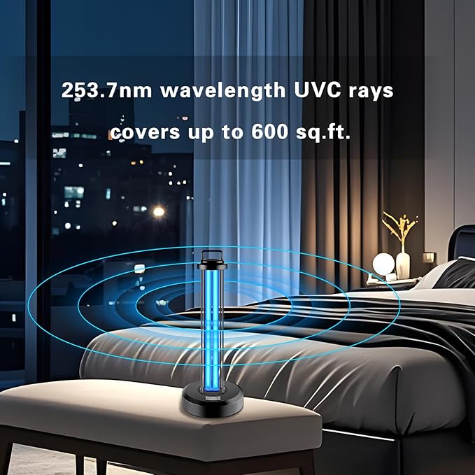38W UV Light Sanitizer, Ultraviolet Lamp with Remote Control for Home, Office School, Hotel.99.99% UVC Cleaning Portable Lamp,3-Gear Timer 15/30/60 Minutes 110V Ozone Free