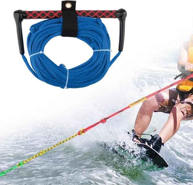 Water Ski Rope Wakeboarding Tow Line with Handle Grip Heavy Duty Water Ski Tow Rope Wakeboard for Surfing Accs, Blue Rope