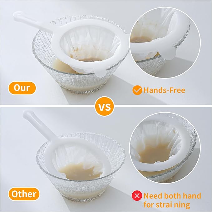 Premium Multi-Mesh Strainer Set, 4 Pack - 100/200/300/400 Mesh, Nylon & Plastic Fine Mesh Sieve for Tea, Coffe, Nut Milk, Juice, Broth, Smoothies, Reusable & Easy to Clean, Durable,Dishwarer Safe