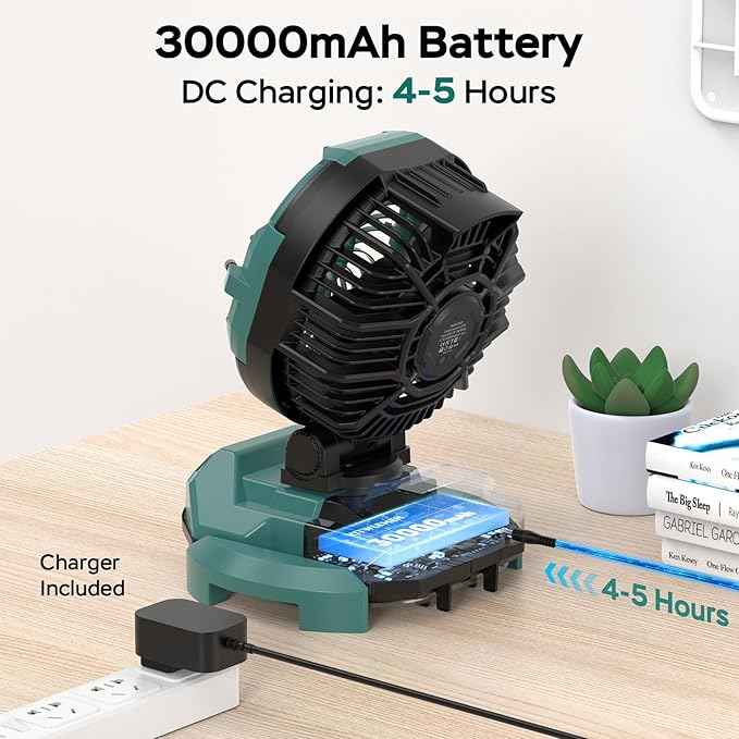 Portable Misting Fan for Outdoors Patios - 30000mAh Rechargeable Battery Powered Camping Fan, 4 Spray Mister with Timer, Fits 10-13" Bucket, 4 Speed, 90° Auto Oscillation for Garden Sports Travel Golf