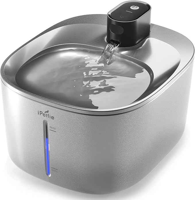 iPettie Runway Stainless Steel Cat Water Fountain, 1.1 Gal/4.0L Large Capacity, 5-Stage Water Filter