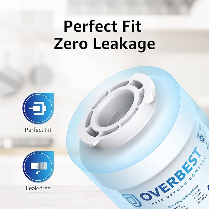 Overbest OB6013 Replacement for GE® MWF®, Smartwater® MWFP, MWFA, GWF, HDX FMG-1, WFC1201, GSE25GSHECSS, Kenmore® 9991, RWF1060 Water Filter, 3 Filters - AquaVibe