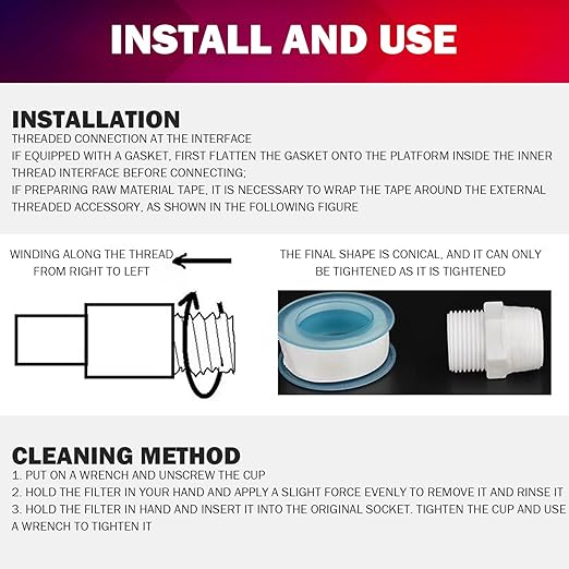 G1/2 50 Stainless Steel Mesh RV Inline Water Filter with Rubber Seal, Heavy‑Duty Sediment Filter for Boat, Yacht, Garden Hose & Camping Water Systems
