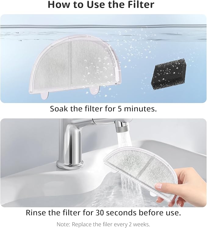 Cat Water Fountain Filter Pet Drinking Fountain Filter Replacement, Compatible with WF20/CF20 | Triple-Layer Filtration System, 9Pack (9 Sponges Included)