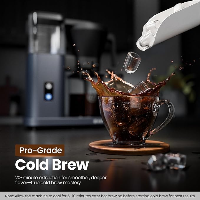 Kismile 8 Cup Drip Coffee Maker Machine, Pour Over Coffee Brew with 3s Instant Heat 197-205℉, Removable Water Tank, Adjustable Flow Control, Deep Cold Brew & Keep Warm 40 Min, Easy to Clean(Blue)