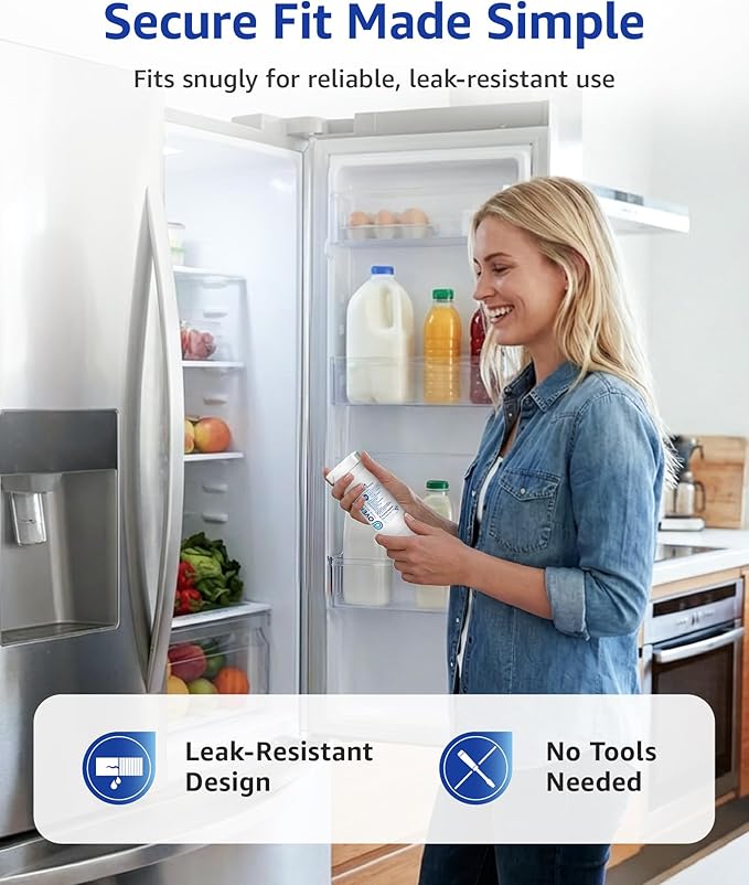 Overbest XWF Refrigerator Water Filter, Replacement for GE® WR17X30702, NSF 42/372 Certified, Compatible with GE® GNE27, GFE26, GDE25, GSS25, PSE25 Series Refrigerators, 3-Pack (No-chip)