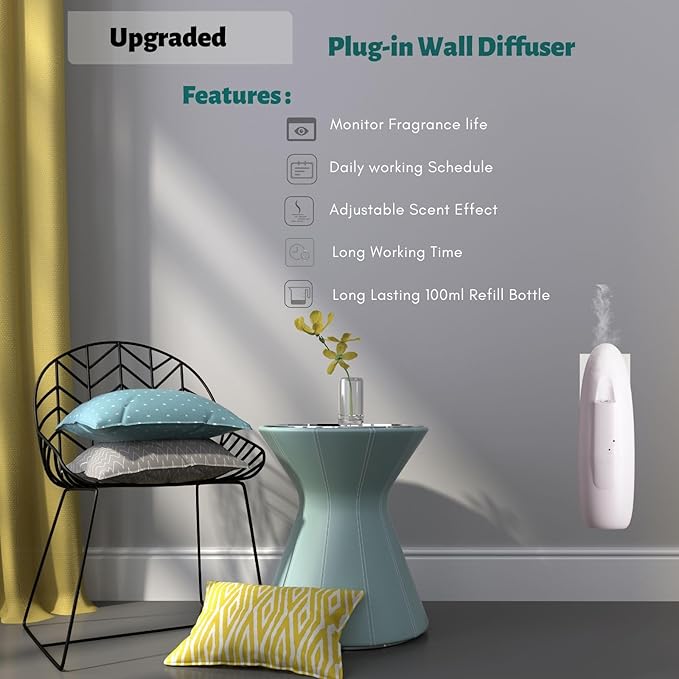 Smart Scent Air Machine with Cold Air Technology, Waterless Essentail Oil Plug-in Wall Diffuser 100ml, Portable-Professional-Atomizing Oil Diffuser for Home, Large Room