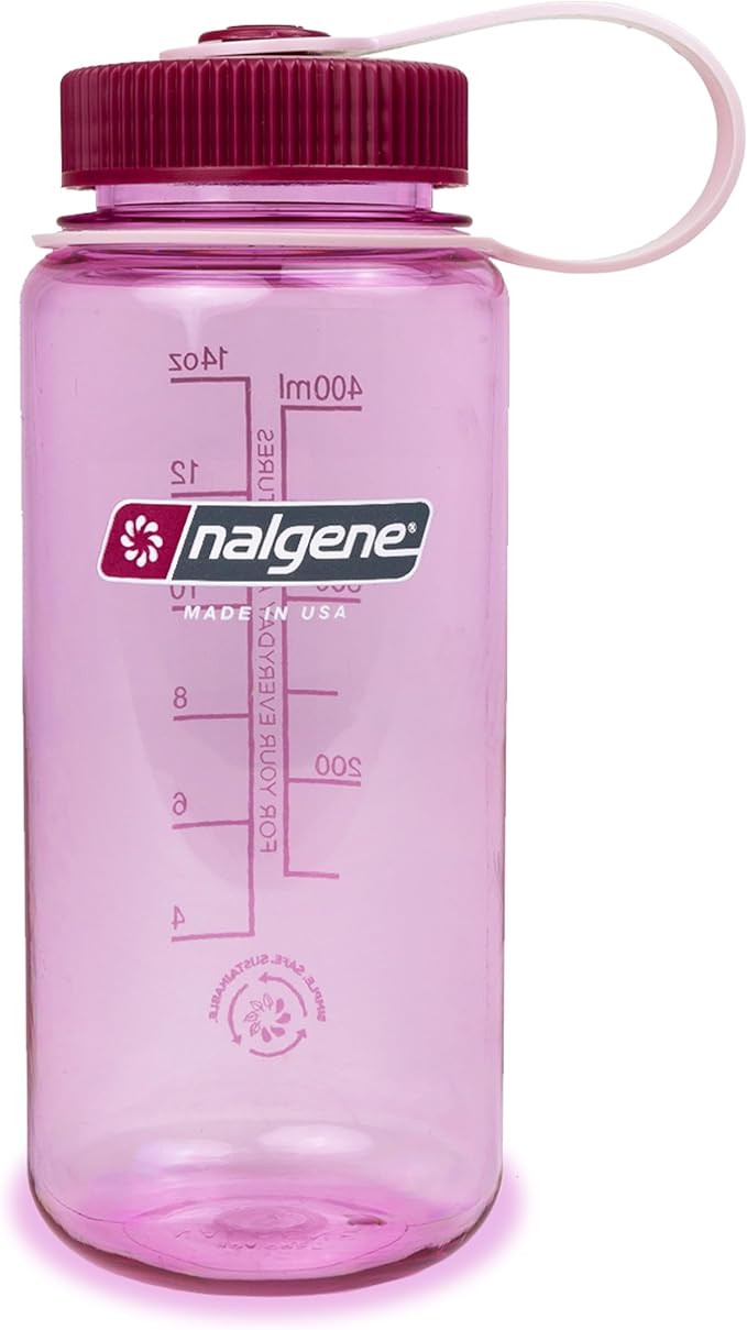Nalgene Sustain Tritan BPA-Free Water Bottle Made with Material Derived from 50% Plastic Waste (using ISCC certified mass balance), 16 OZ, Wide Mouth, Cosmo