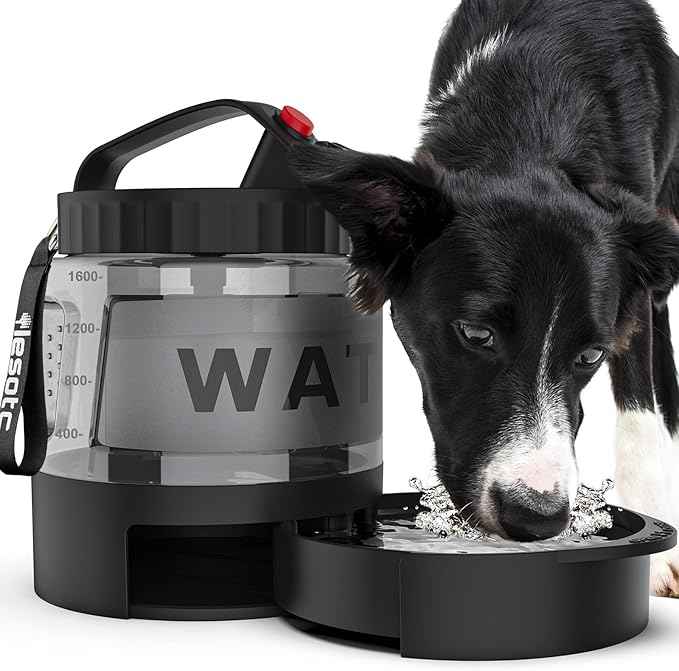 lesotc Portable Dog Water Bottle, 56oz Large Travel Water Bowl Dispenser for Dogs Camping Beach Walking Essentials, Big Pet Bottles Hiking Traveling Park Car Trips Accessories for On The Go, BPA Free
