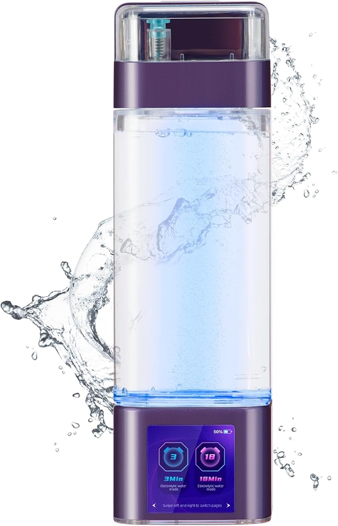 Hydrogen Water Bottle Deluxe Version, Up to 9000ppb Concentration, Upgrade Smart Touchscreen Control SPE Hydrogen Generator with LED Display Portable Hydrogen Water Machine
