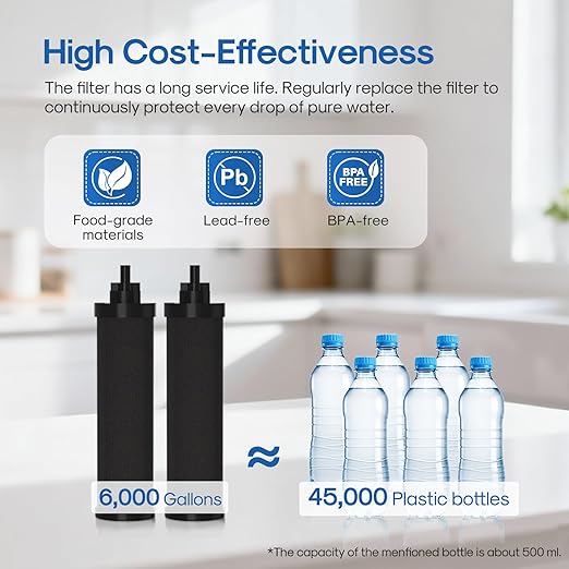 ICEPURE 3-Stage Gravity Water Filter System with Water Level Window, 304 Stainless Steel Countertop Gravity fed Water Filtration System with 2 Filters and Stand, Reduce 99% Chlorine, 3G High Capacity