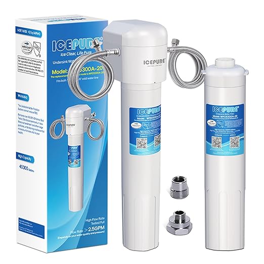 ICEPURE Under Sink Drinking Water Filter System with Replacement, 5 Years or 40000 Gallons Ultra High Capacity NSF/ANSI 42 Certified, 0.5 Micron Removes 99.99% Chlorine, Heavy Metals