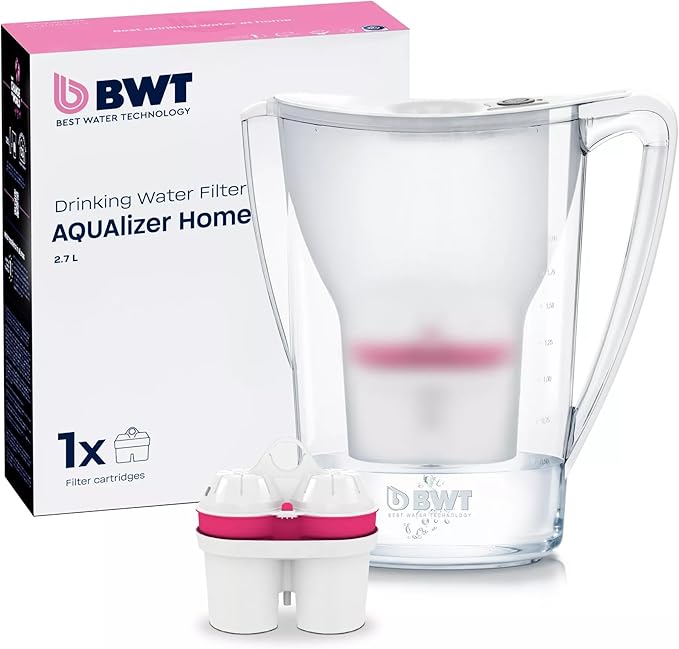 BWT AQUAlizer Home, 2.7 Liter, Water Mineralizer & Filtration Jug - Includes 1 Magnesium Enricher Cartridge, for Tea & Coffee Water, Prevents limescale, removes Lead & Chlorine, White